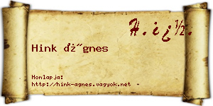 Hink Ágnes névjegykártya